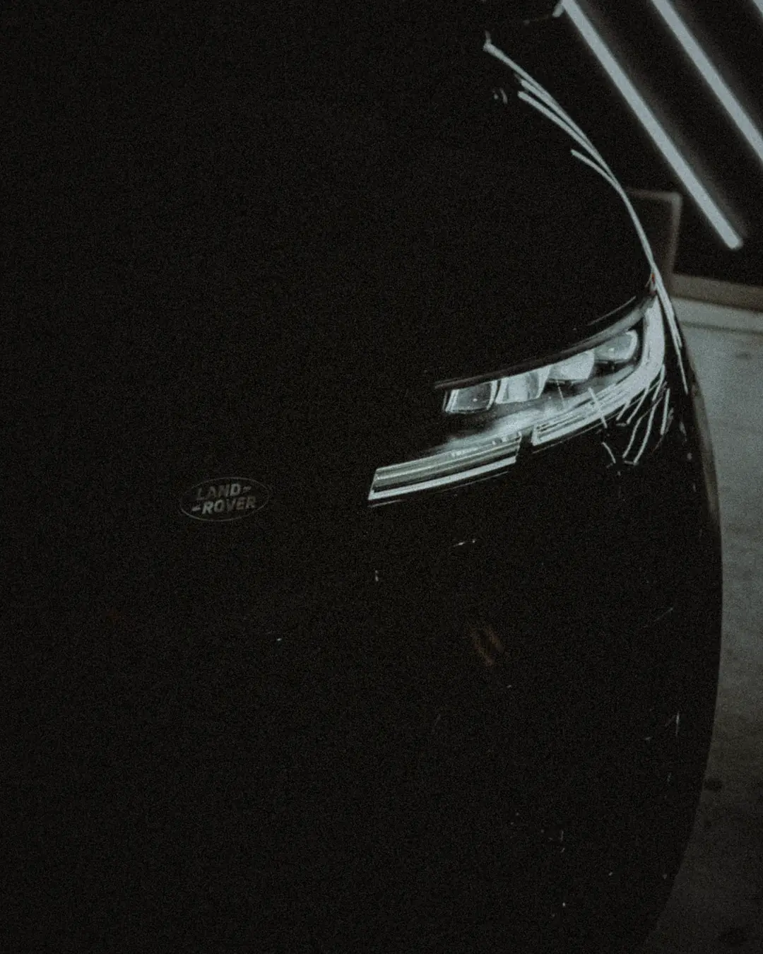 Range Rover headlight in the dark