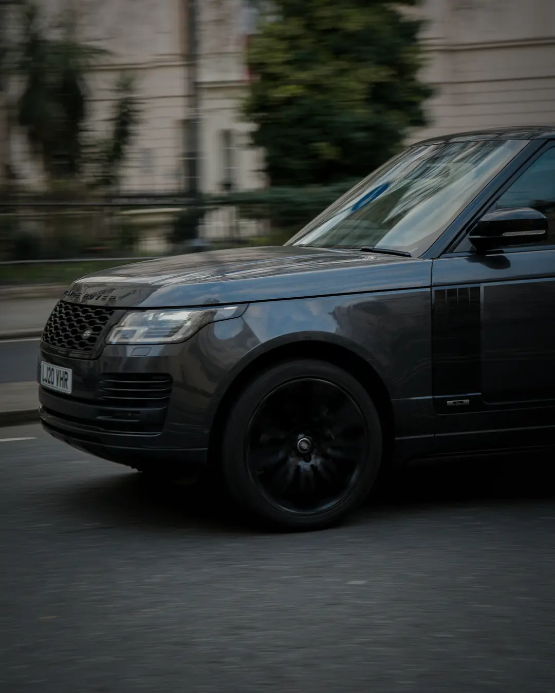 Range Rover driving through the city